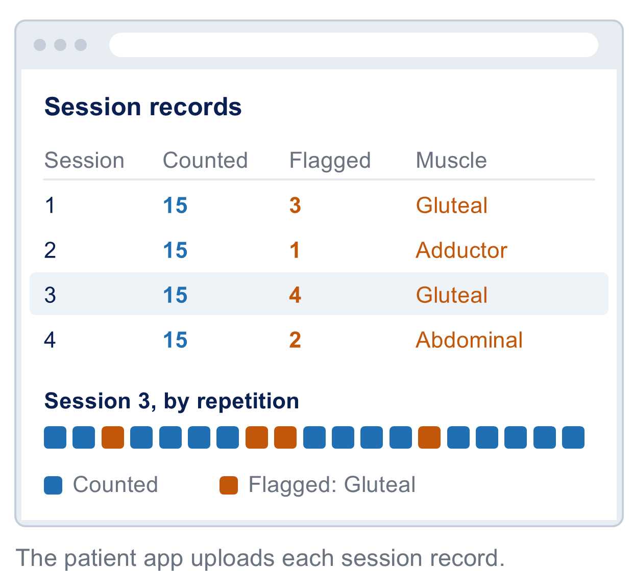 Clinician portal with session records